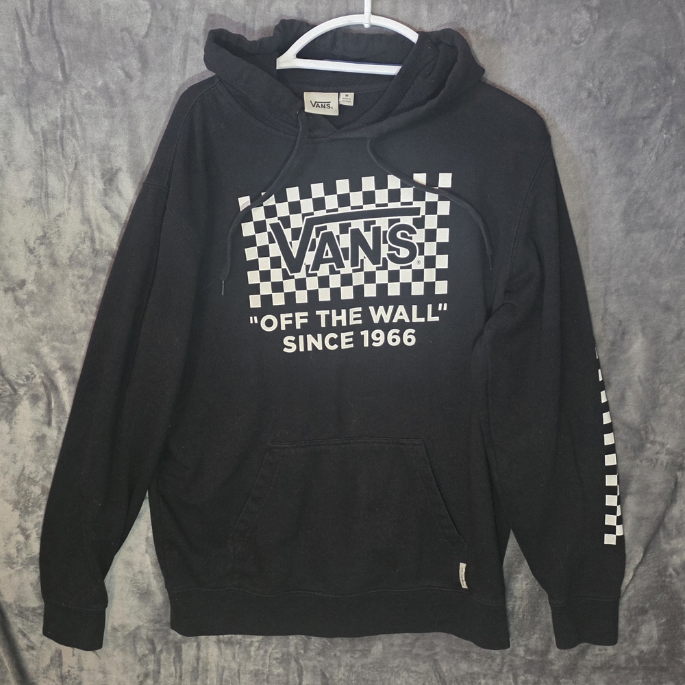 Vans Black & White Checkerboard Logo Pullover Hoodie - Men's